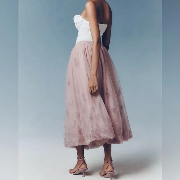 Anthropologie Blossom Bubble Lavender and Pink Tulle Midi Skirt Medium - Picture 2 of 11